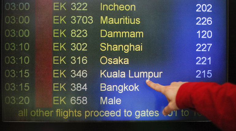 Departure on a screen